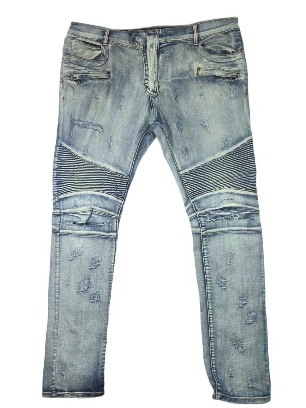 BALMAIN Distressed Slim Fit Jeans Sz 40x33.5 Biker Opium Ribbed Grunge Punk